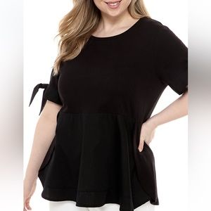 Crown & Ivy black tie sleeve peplum top